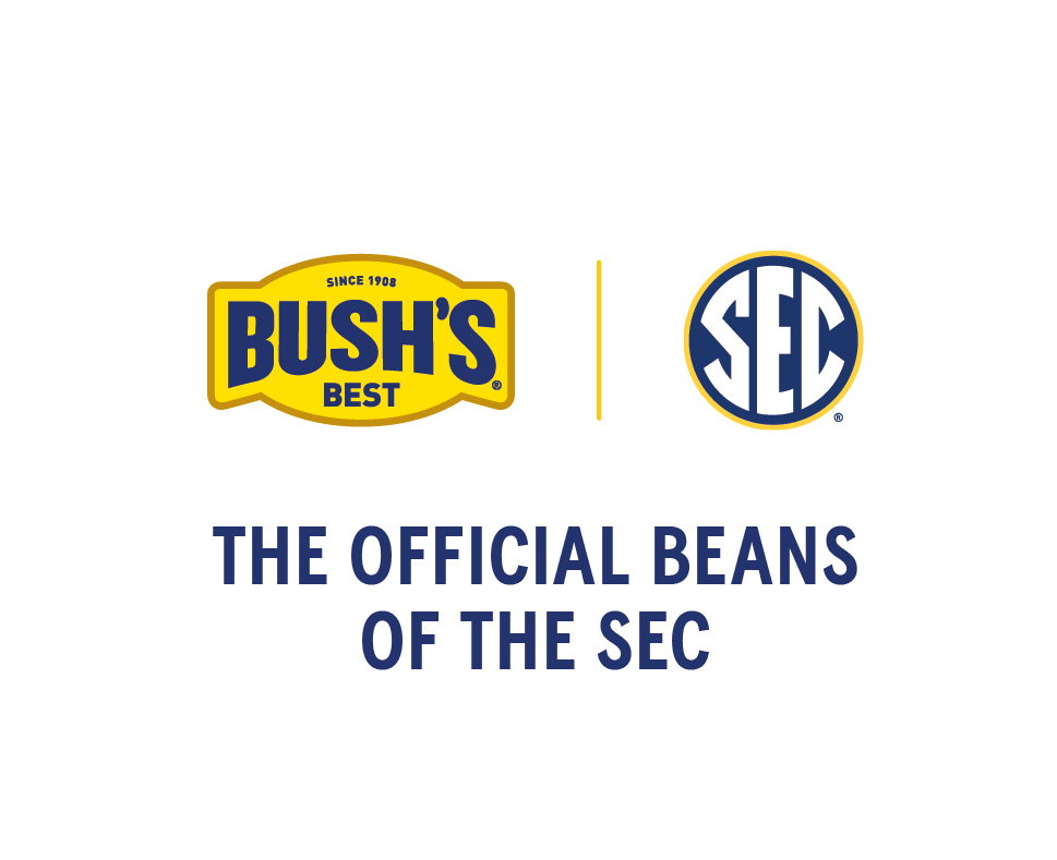 Los logotipos de Frijoles Bush's y del SEC sobre texto que dice Frijoles oficiales del SEC.